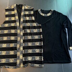 Black and Gold Thin Sweater Set